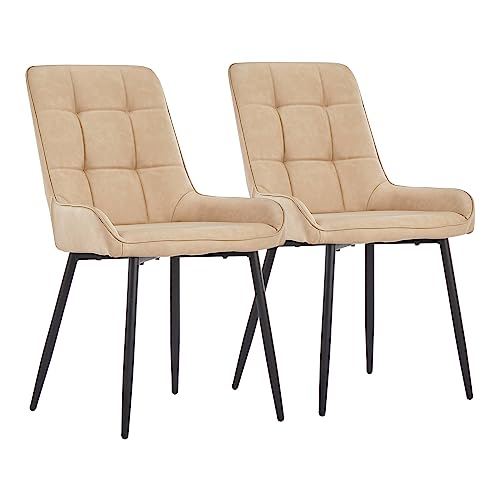 CLIPOP Esszimmerstühle Set Küchenstuhl Polsterstuhl Wohnzimmerstuhl Sessel mit Rückenlehne, Sitzfläche aus Stoffbezug, Metallbeine (2er Set, Kunstleder Beige) CLIPOP Esszimmerstühle Set Küchenstuhl Polsterstuhl Wohnzimmerstuhl Sessel mit Rückenlehne, Sitzfläche aus Stoffbezug, Metallbeine (2er Set, Kunstleder Beige) von CLIPOP