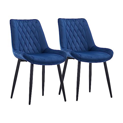 CLIPOP Esszimmerstühle, Küchenstühle, Wohnzimmerstühle, Polsterstühle mit Rückenlehne, für Esszimmer, Küche, Wohnzimmer, Büro, Sitzfläche aus Leinen, Metallbeine (Samt Blau, 2er Set) CLIPOP Esszimmerstühle, Küchenstühle, Wohnzimmerstühle, Polsterstühle mit Rückenlehne, für Esszimmer, Küche, Wohnzimmer, Büro, Sitzfläche aus Leinen, Metallbeine (Samt Blau, 2er Set) von CLIPOP