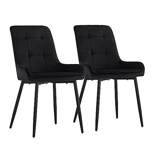 CLIPOP Esszimmerstühle Set Küchenstuhl Polsterstuhl Wohnzimmerstuhl Sessel mit Rückenlehne, Sitzfläche aus Stoffbezug, Metallbeine (2er Set, Samt Schwarz) CLIPOP Esszimmerstühle Set Küchenstuhl Polsterstuhl Wohnzimmerstuhl Sessel mit Rückenlehne, Sitzfläche aus Stoffbezug, Metallbeine (2er Set, Samt Schwarz) von CLIPOP