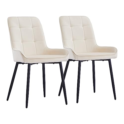 CLIPOP Esszimmerstühle Set Küchenstuhl Polsterstuhl Wohnzimmerstuhl Sessel mit Rückenlehne, Sitzfläche aus Stoffbezug, Metallbeine (2er Set, Samt Beige) CLIPOP Esszimmerstühle Set Küchenstuhl Polsterstuhl Wohnzimmerstuhl Sessel mit Rückenlehne, Sitzfläche aus Stoffbezug, Metallbeine (2er Set, Samt Beige) von CLIPOP