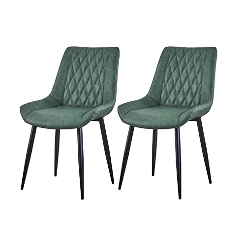 CLIPOP Esszimmerstühle 2er Set mit Metallbeinen, Küchen Stühle für Esszimmer Büro Restaurant (Kunstleder Grün, 2er Essstühle) von CLIPOP