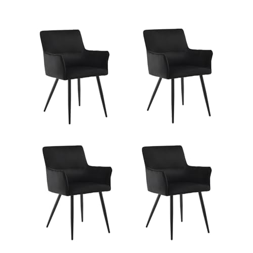 CLIPOP Esszimmerstühle 4er Set Samt Polsterstuhl Küchenstuhl mit Armlehne und Metallbeinen, Modern Loungesessel für Wohnzimmer Schlafzimmer von CLIPOP