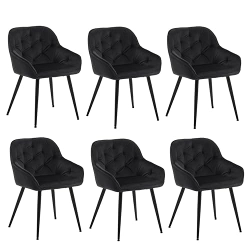 CLIPOP Esszimmerstühle 6er Set Samt Armlehnenstühle Gepolstert Polsterstuhl Küchenstuhl Wohnzimmerstuhl Freizeitstuhl mit Armlehne und Metallbeinen,Schwarz CLIPOP Esszimmerstühle 6er Set Samt Armlehnenstühle Gepolstert Polsterstuhl Küchenstuhl Wohnzimmerstuhl Freizeitstuhl mit Armlehne und Metallbeinen,Schwarz von CLIPOP