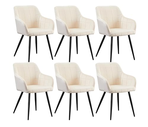 CLIPOP Esszimmerstühle 6er Set Stühle mit Armlehne, Samt Bezug, Esszimmerstuhl Küchenstuhl Polsterstuhl, Stühle für Esszimmer (Samt Beige, 6er Set) von CLIPOP