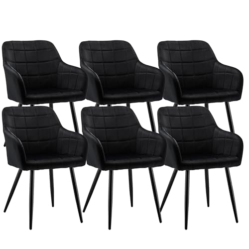 CLIPOP Esszimmerstühle 6er Sets Stühle mit Armlehne, Samt Bezug, Esszimmerstuhl Küchenstuhl Polsterstuhl, Stühle für Esszimmer Küche (Samt Schwarz, 6er Sets) von CLIPOP