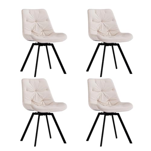 CLIPOP Esszimmerstühle Drehbar Samt Drehstuhl Küchenstuhl Polsterstuhl Bequemer Esstischstuhl mit Rückenlehne,Essstühle für Esszimmer Wohnzimmer Küche (Beige, 4er Set) von CLIPOP