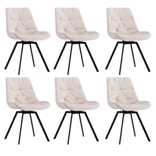 CLIPOP Esszimmerstühle Drehbar Samt Drehstuhl Küchenstuhl Polsterstuhl Bequemer Esstischstuhl mit Rückenlehne,Essstühle für Esszimmer Wohnzimmer Küche (Beige, 6er Set) von CLIPOP