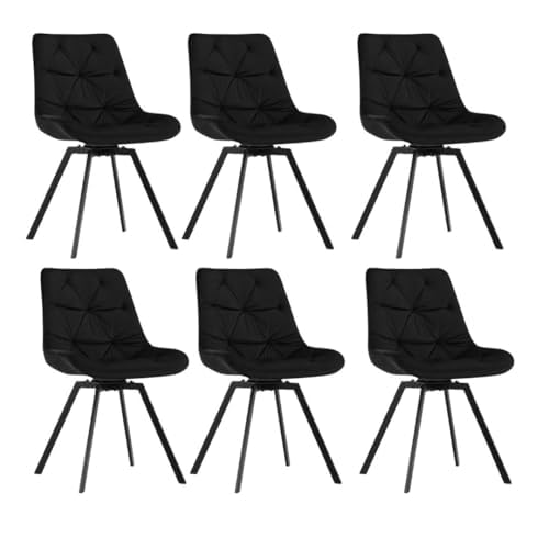 CLIPOP Esszimmerstühle Drehbar Samt Drehstuhl Küchenstuhl Polsterstuhl Bequemer Esstischstuhl mit Rückenlehne,Essstühle für Esszimmer Wohnzimmer Küche (Schwarz, 6er Set) von CLIPOP
