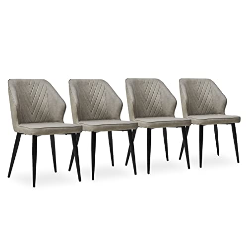 CLIPOP Esszimmerstühle mit Armlehne Kunstleder Küchenstühle Essstühle Gepolsterter Essstühle Sessel Vintage Polsterstuhl für Esszimmer,Wohnzimmer,Schlafzimmer (2, Hellgrau) von CLIPOP