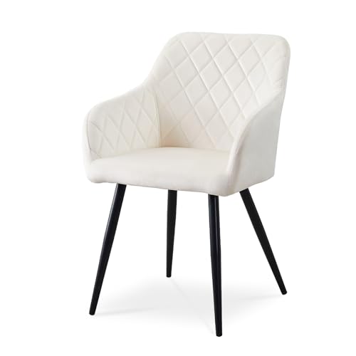 CLIPOP Esszimmerstuhl, 1 Stück Küchenstuhl Samt Bezug Wohnzimmerstuhl Polsterstuhl mit Armlehne Metallbeine Polstersessel Stuhl für Esszimmer Wohnzimmer Küche (1, Samt Beige) von CLIPOP