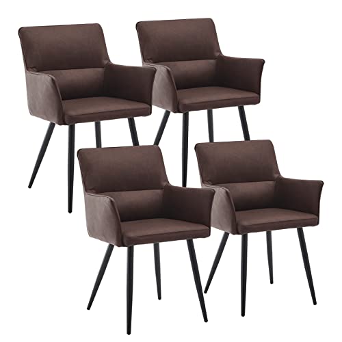 CLIPOP Esszimmerstuhl 4er Set Braun Kunstleder Esszimmerstühle Küchenstuhl Polsterstuhl mit Armlehne und Metall Beine, Retro Design Armlehnstuhl Sessel für Wohnzimmer Esszimmer CLIPOP Esszimmerstuhl 4er Set Braun Kunstleder Esszimmerstühle Küchenstuhl Polsterstuhl mit Armlehne und Metall Beine, Retro Design Armlehnstuhl Sessel für Wohnzimmer Esszimmer von CLIPOP