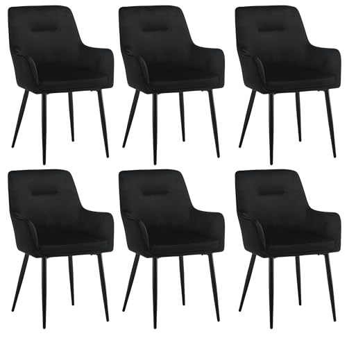 CLIPOP Esszimmerstuhl 6er Set mit Armlehne Küchenstuhl Polsterstuhl Wohnzimmerstuhl Sessel Sitzfläche aus Samt Loungesessel 6er Set für Esszimmer,Arbeitszimmer,Wohnzimmer,Schlafzimmer von CLIPOP