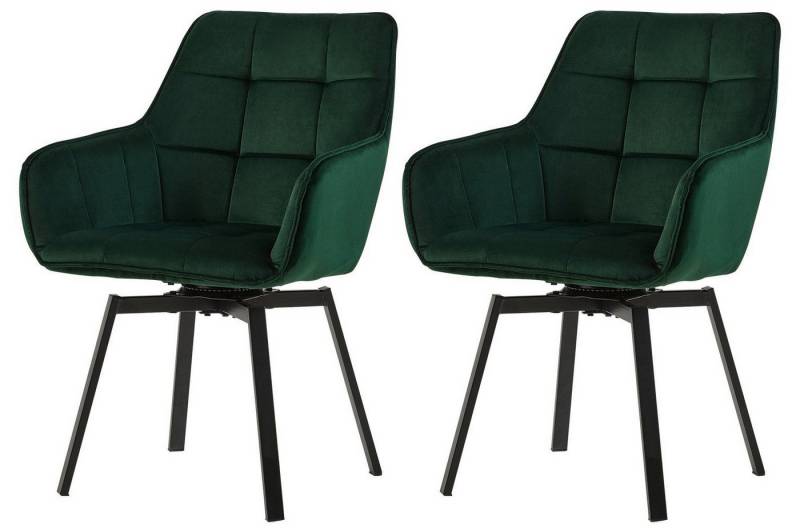 CLIPOP Esszimmerstuhl Drehstuhl (2er Set), Gepolsterter Küchenstuhl aus Samt von CLIPOP