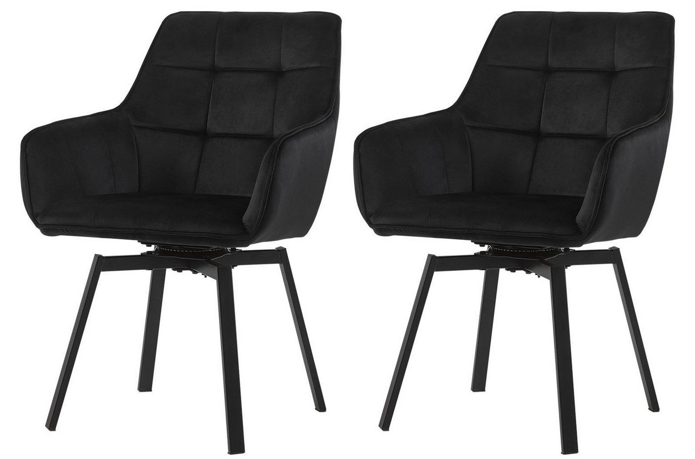 CLIPOP Esszimmerstuhl Drehstuhl (2er Set), Gepolsterter Küchenstuhl aus Samt von CLIPOP