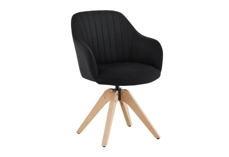 Ofcasa Esszimmerstuhl Gepolsterter Stuhl aus Leinenstoff (1er Set), Drehstuhl mit Holzbeinen von Ofcasa