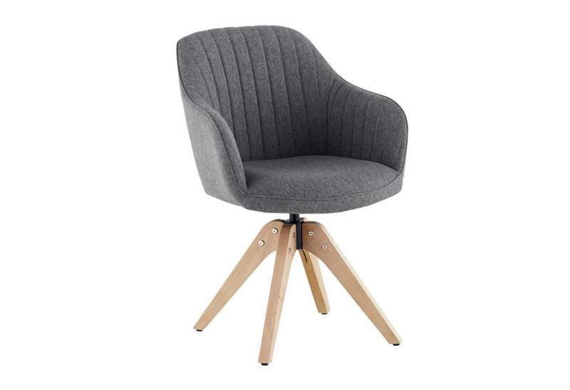Ofcasa Esszimmerstuhl Gepolsterter Stuhl aus Leinenstoff (1er Set), Drehstuhl mit Holzbeinen von Ofcasa