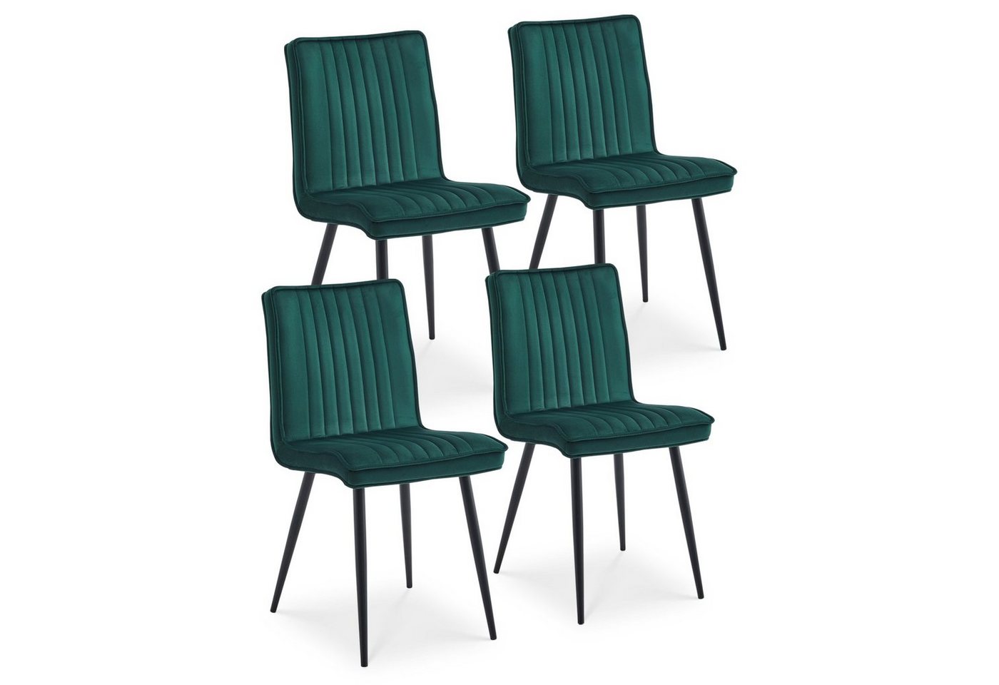 CLIPOP Esszimmerstuhl Gepolsterter Stuhl aus Samt (4er Set), Retro Design Küchenstuhl von CLIPOP
