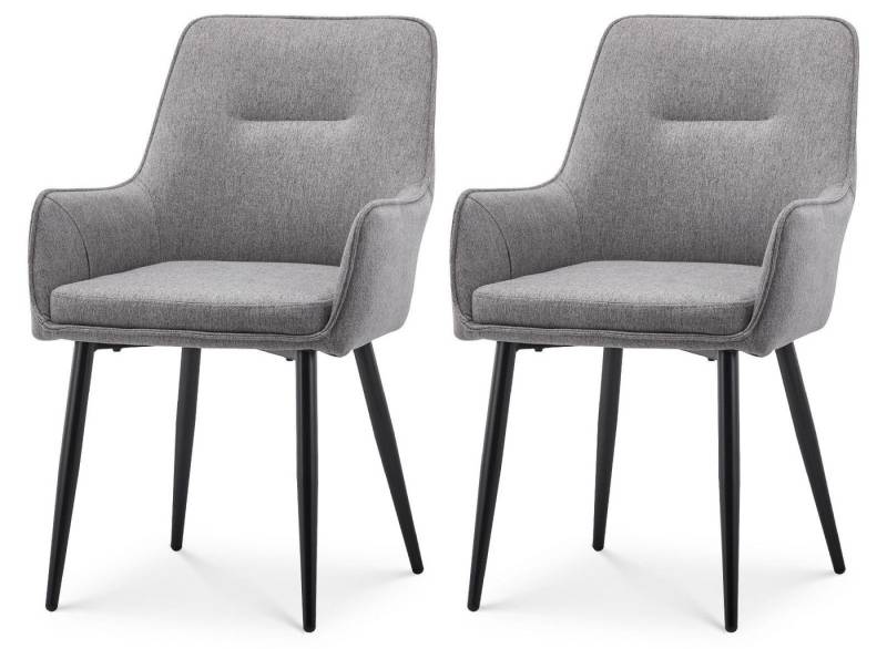 Ofcasa Esszimmerstuhl Küchenstuhl aus Leinenstoff (2er Set), Gepolsterter Esszimmerstuhl mit Metallbeinen von Ofcasa