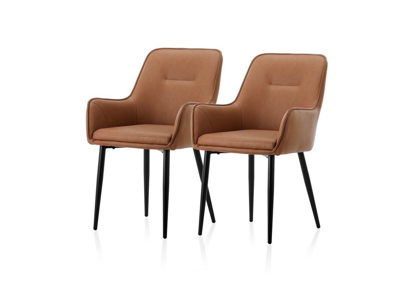 CLIPOP Esszimmerstuhl Kunstlederstuhl (2er Set), Gepolsterter Stuhl mit Metallbeinen von CLIPOP