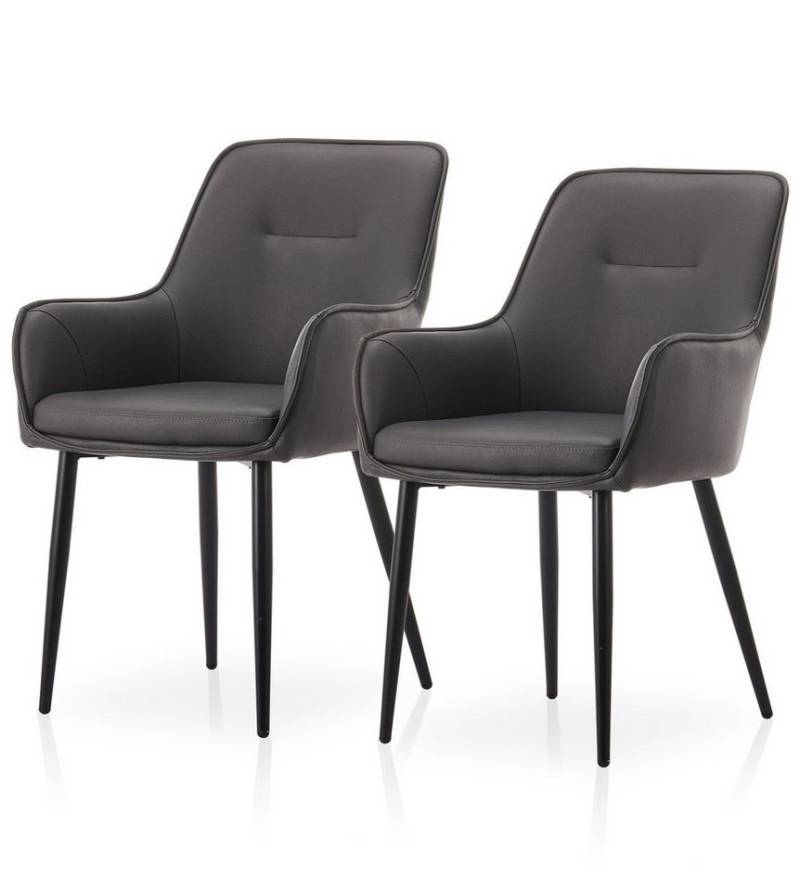 Ofcasa Esszimmerstuhl Kunstlederstuhl (2er Set), Gepolsterter Stuhl mit Metallbeinen von Ofcasa