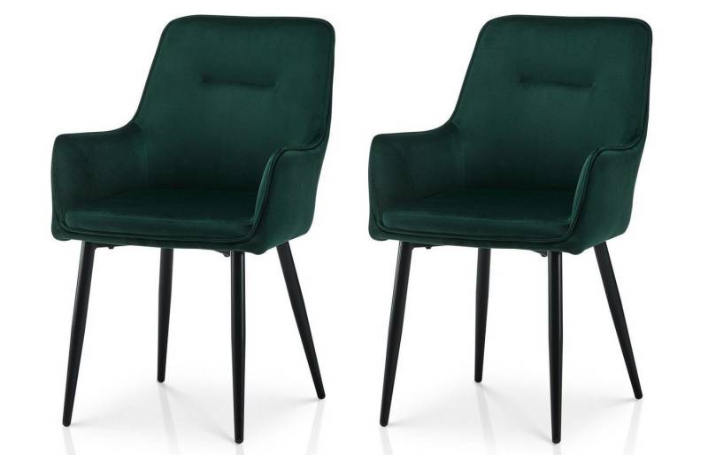 Ofcasa Esszimmerstuhl Polsterstuhl (2er Set), Samt Wohnzimmerstuhl aus Metall Schwarze Beine von Ofcasa