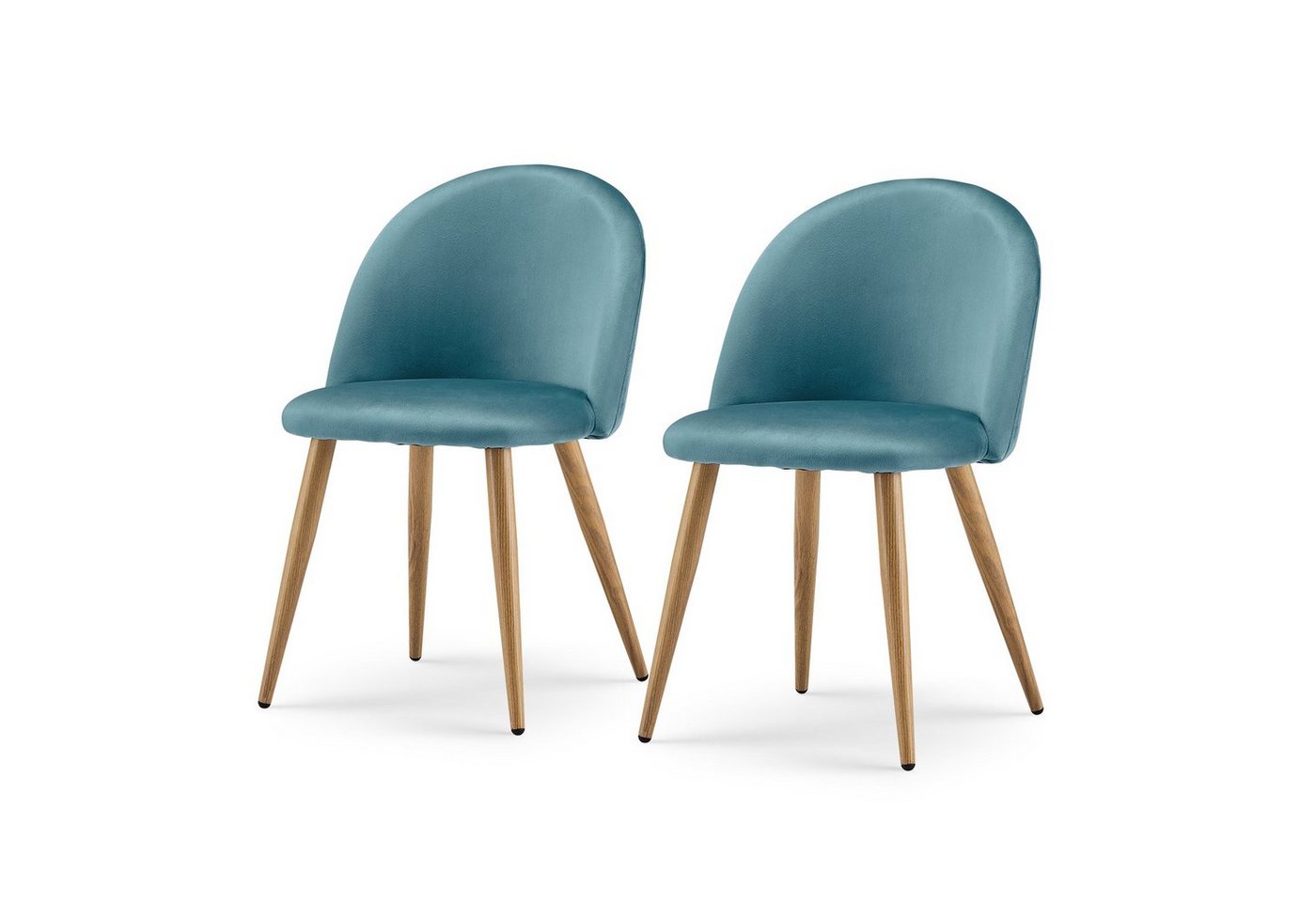 CLIPOP Esszimmerstuhl Samt Gepolstert Küchenstuhl (2er Set), Stuhl mit Rückenlehne und Holzstil Stabile Beine von CLIPOP