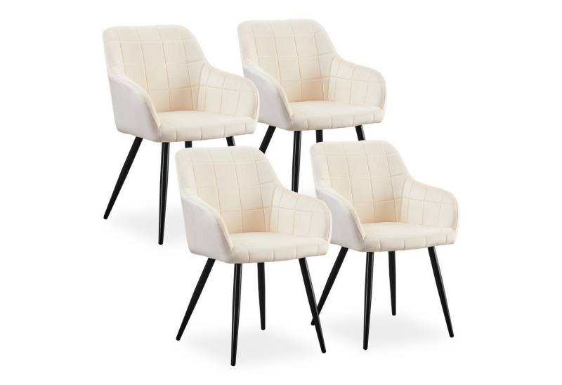 CLIPOP Esszimmerstuhl Samt Polsterstühle (4er Set), Weich gepolsterter Wohnzimmersessel mit Metallbeinen von CLIPOP