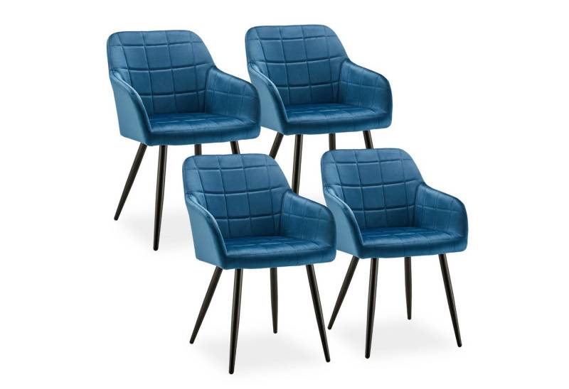 CLIPOP Esszimmerstuhl Samt Polsterstühle (4er Set), Weich gepolsterter Wohnzimmersessel mit Metallbeinen von CLIPOP