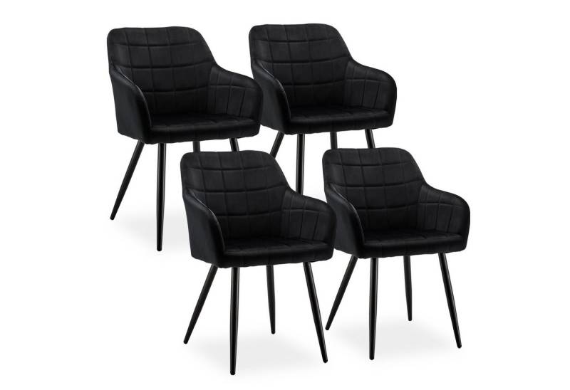 CLIPOP Esszimmerstuhl Samt Polsterstühle (4er Set), Weich gepolsterter Wohnzimmersessel mit Metallbeinen von CLIPOP