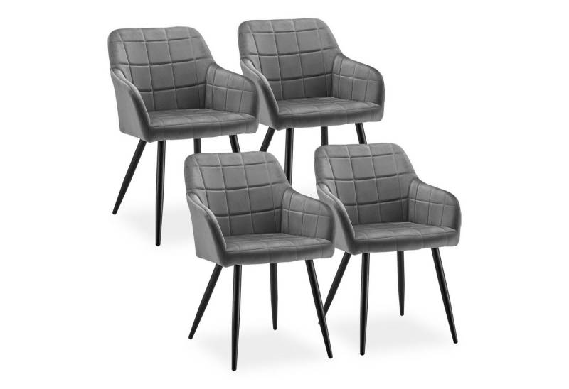 CLIPOP Esszimmerstuhl Samt Polsterstühle (4er Set), Weich gepolsterter Wohnzimmersessel mit Metallbeinen von CLIPOP