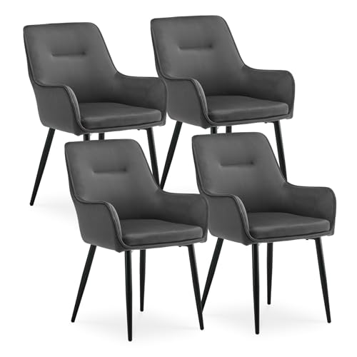 CLIPOP Esszimmerstuhl mit Armlehne Küchenstuhl Polsterstuhl Wohnzimmerstuhl Sessel Sitzfläche aus Samt Loungesessel Set für Esszimmer,Arbeitszimmer,Wohnzimmer,Schlafzimmer, Grau (2, Samt Grau) von CLIPOP