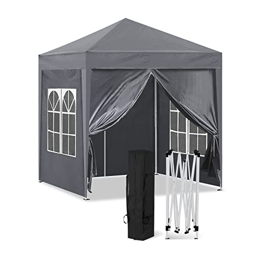 CLIPOP Faltpavillon 2 x 2 m Gartenpavillon UV Schutz mit 4 Seitenteilen und pulverbeschichtetem Stahlrahmen Event Pavillon für Outdoor Camping Markt,Messe von CLIPOP