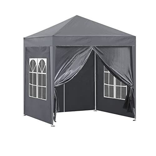 CLIPOP Faltpavillon 2 x 2 m Gartenpavillon UV Schutz mit 4 Seitenteilen und pulverbeschichtetem Stahlrahmen Event Pavillon für Outdoor Camping Markt,Messe von CLIPOP
