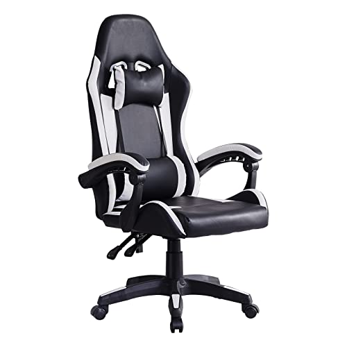 CLIPOP Gaming Stuhl Ergonomischer Racing Computerstuhl mit Kopfstütze und Lendenwirbelstütze,Kipp und Verriegelungsfunktion, höhenverstellbar, drehbar, hohe Rückenlehne, Rennstühle von CLIPOP