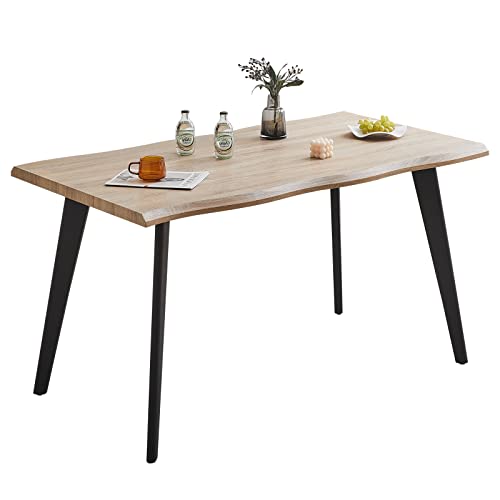 CLIPOP Küchentisch Esszimmertisch 140 x 80 cm - 4 Personen gerecht | Naturtöne MDF-Matt-Fläche | Stahlbeine - Rechteckige Tischplatte von CLIPOP
