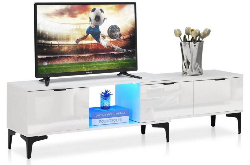Ofcasa Lowboard TV-Schrank, 120-170x35x40cm Fernsehtisch mit LED Licht von Ofcasa
