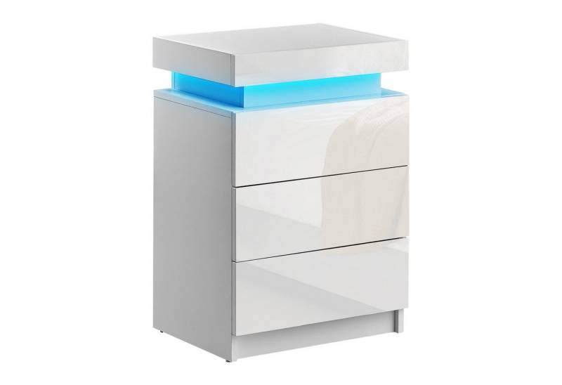 Ofcasa Nachtkommode 45x35x67.5cm Nachtschrank (1 Nachtkonsole), 3 Schubladen Nachtschrank mit hochglänzender Oberfläche von Ofcasa