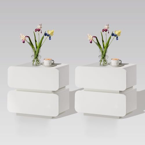 CLIPOP Nachttisch 2er Set Nachtschrank mit 2 Schubladen, Beistelltisch, Kommode Nachtschrank für Schlafzimmer Wohnzimmer Weiß 50x35x46cm CLIPOP Nachttisch 2er Set Nachtschrank mit 2 Schubladen, Beistelltisch, Kommode Nachtschrank für Schlafzimmer Wohnzimmer Weiß 50x35x46cm von CLIPOP