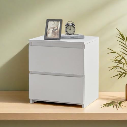 CLIPOP Nachttisch mit 2 Schublade,Griffloses Design,Kommode Beistelltisch Nachtschrank für Schlafzimmer Wohnzimmer Büro Gästezimmer Kinderzimmer,40 x 34 x 46 cm,Weiß CLIPOP Nachttisch mit 2 Schublade,Griffloses Design,Kommode Beistelltisch Nachtschrank für Schlafzimmer Wohnzimmer Büro Gästezimmer Kinderzimmer,40 x 34 x 46 cm,Weiß von CLIPOP