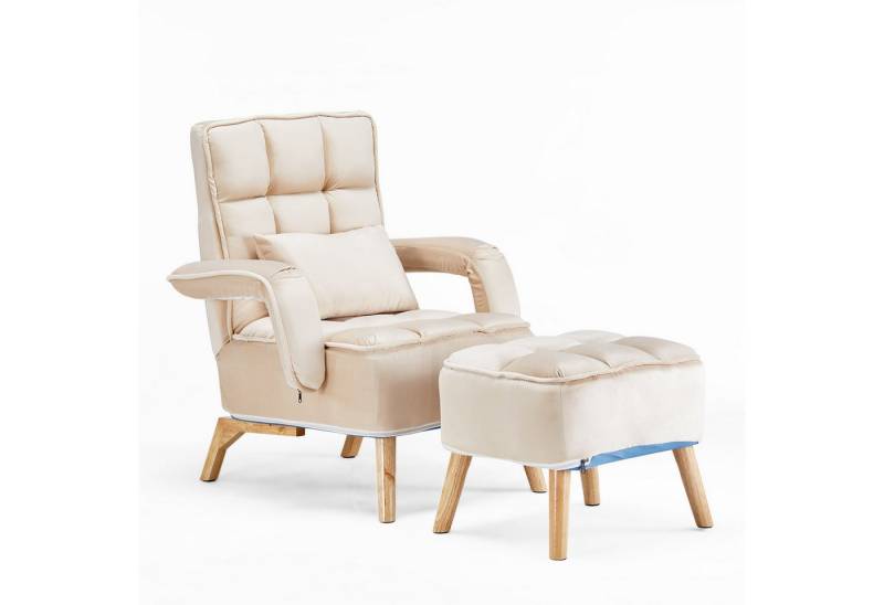 Ofcasa Relaxsessel Loungesessel Polsterstuhl (Relaxsessel mit Hocker), Fernsehsessel aus Samtbezug von Ofcasa