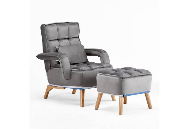Ofcasa Relaxsessel Loungesessel Polsterstuhl (Relaxsessel mit Hocker), Fernsehsessel aus Samtbezug von Ofcasa