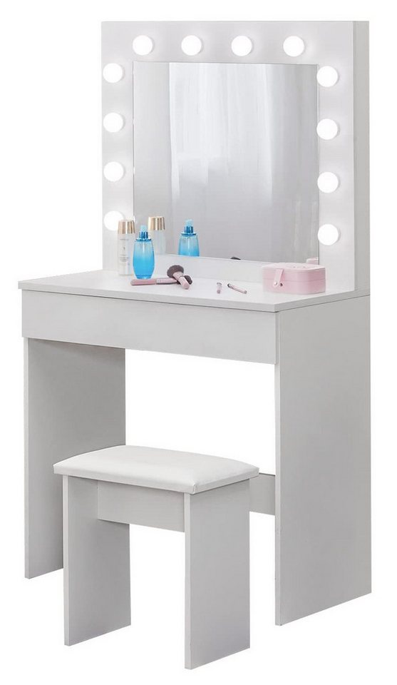 Ofcasa Schminktisch Frisiertisch (Tablett mit Ständer), Kosmetiktisch, Frisierkommode mit 1 Schubladen, gepolsterter Hocker von Ofcasa