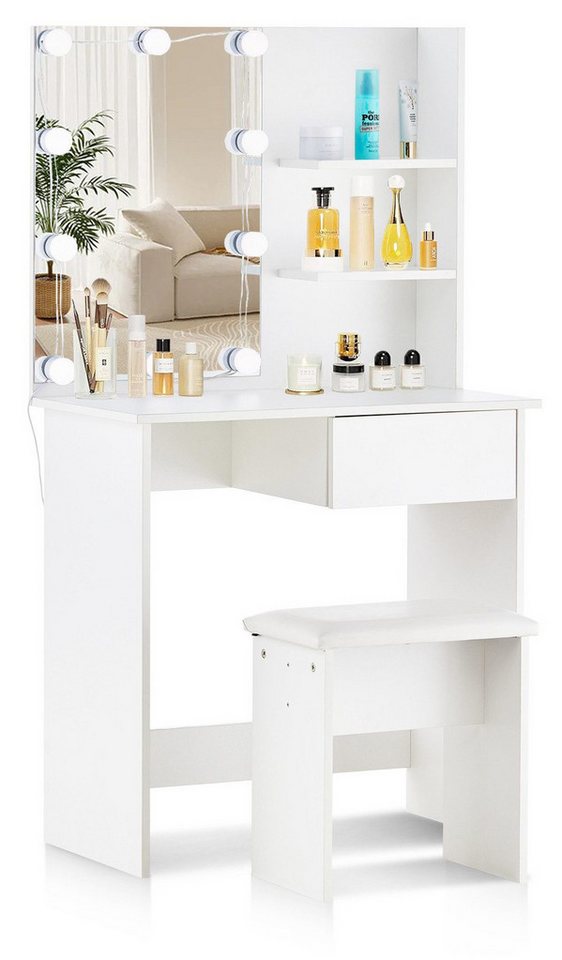 Ofcasa Schminktisch Schminktisch-Set mit LED (2 Pakete), 75x40x137cm Kosmetiktisch von Ofcasa