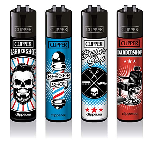 Clipper® Feuerzeuge - Barber Shop - 4er Set von CLIPPER / FIRE-FLOW