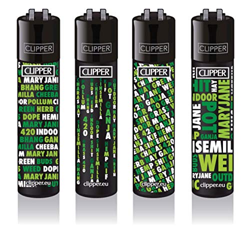 Clipper® Feuerzeuge - Cannafonts - 4er Set von CLIPPER / FIRE-FLOW