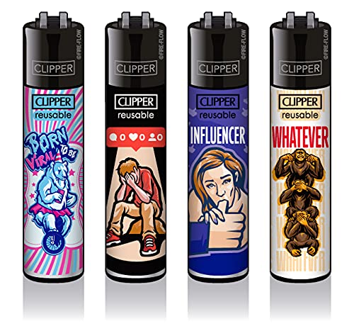 Clipper® Feuerzeuge - Social Media - 4er Set von CLIPPER / FIRE-FLOW