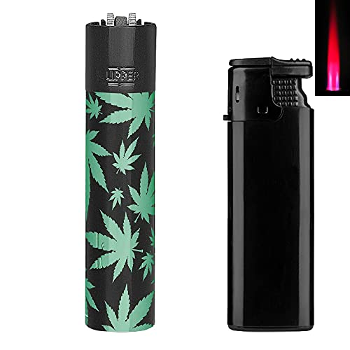 Clipper Feuerzeug Leaves Gold oder Green Flint Metall Metal Lighter Geschenkbox Large Classic inkl. Turbofeuerzeug (Green - Blackcap) von CLIPPER / SEPILO