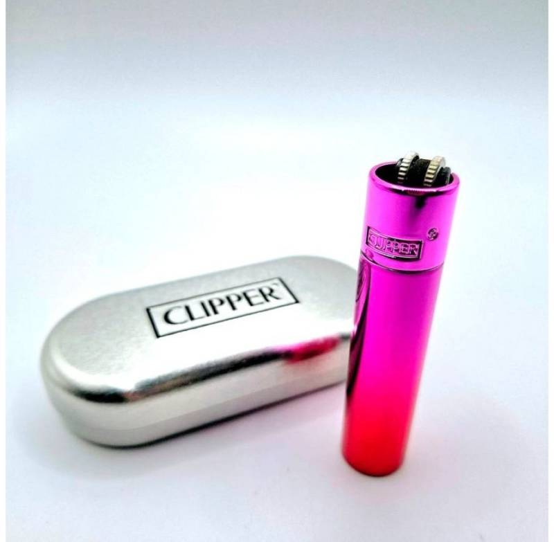 CLIPPER Feuerzeug Feuerzeug Metall Feuerzeug in pink gradient rot Inkl. Geschenkbox, Clipper - Feuerzeug mit Kultstatus von CLIPPER