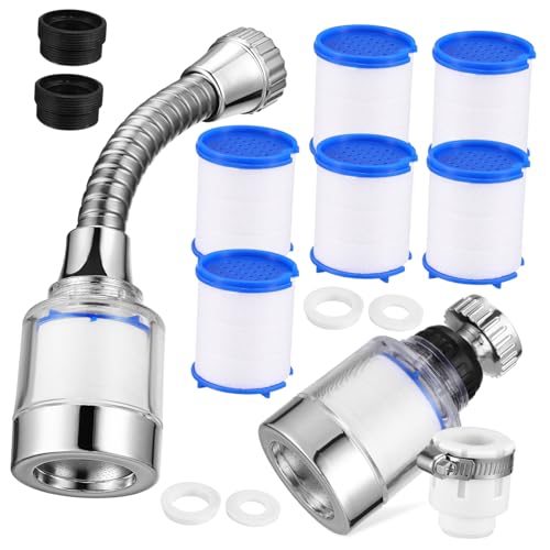 CLISPEED 1 Satz Wasserhahnfilter mit Aktivkohlefilter und Sprühaufsatz Effizienter Wasserfilter für Spüle Bad und Küche Einfacher Austausch und Installation Drehbar für Nutzung von CLISPEED