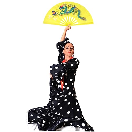 CLISPEED 1 Stück Plastic Taichi Fan Wasserdichter Kungfu Fan für Aufführungen Langlebig und Leicht zu Bedienen für Taichi und Kungfu Training Gelb von CLISPEED